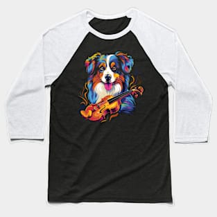 Australian Shepherd Playing Violin Baseball T-Shirt